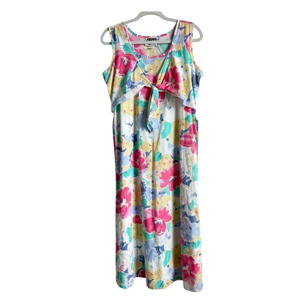 EJM Vintage 80's/90's Sleeveless Floral Watercolor Retro Midi Dress Womens Sz‎ 8
